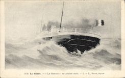 VINTAGE POSTCARD Boat Steamer Le Havre Savoy on the open sea