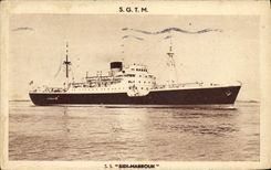VINTAGE POSTCARD Boat Steamer SGTM Sidi Mabrouk