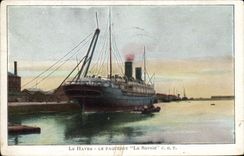 CPA Bateau Paquebot Le Havre Le Transatlantique La Savoie 