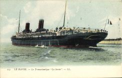 CPA Bateau Paquebot Le Havre Le Transatlantique La Savoie 