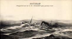 CPA Bateau Paquebot de la Cie N Paquet par grosse mer Souirah