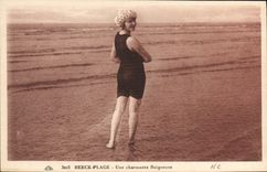 VINTAGE POSTCARD Woman Bathing suit Berck Beach a charming bather