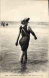 VINTAGE POSTCARD Woman Boulogne Bathing suit on Sea a bather