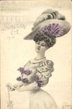 CPA Fantaisie Illustrateur Villard Femme La parisienne Ete 1905