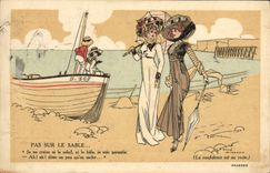 CPA Fantaisie Illustrateur Femmes Pas sur le sable 