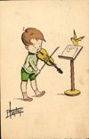 CPA Fantaisie Illustrateur Enfant Violon Musique