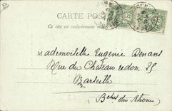 CPA Folklore Type basque Retour du marche Ane Mule 