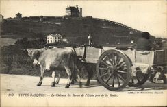 VINTAGE POSTCARD Folklore Basque Standards the castle of the baron of Espee taken of the road