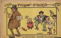 VINTAGE POSTCARD Fantasy Illustrator Poisson d' Avril Norwins