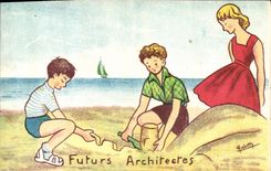 CPA Fantaisie Illustrateur Enfants Futurs architectes 