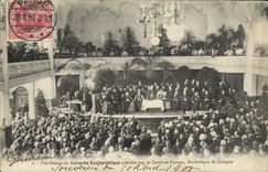 VINTAGE POSTCARD a eucharistic meeting of congers presidee by the cardinal Fischer archbishop of Cologne