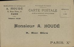 Postcard Alkaloids and granules Houde Street Paris God