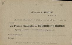 Postcard Alkaloids and granules Houde Street Paris God