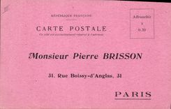 Postcard Pierre Brisson Street Boissy d' Anglas Paris
