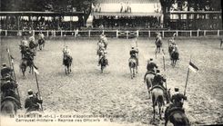 VINTAGE POSTCARD Horse Hippisme Saumur School of application of military cavalry Carousel Taken again of the officers