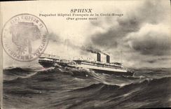 VINTAGE POSTCARD Boat Steamer French Hospital of the Red Cross Sphinx