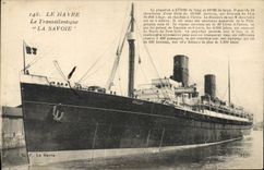 CPA Bateau Paquebot Le Havre Le Transatlantique La Savoie 