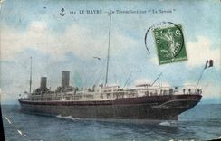CPA Bateau Paquebot Le Havre Le Transatlantique La Savoie 