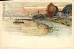 VINTAGE POSTCARD Illustrator Intra Pallanza