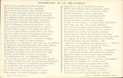 VINTAGE POSTCARD Militaria Song Homage to Belgium
