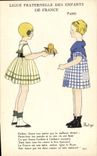 VINTAGE POSTCARD Fantaisie Illustrator Leagues Fraternal Children of Paris France
