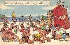 VINTAGE POSTCARD Fantasy Illustrator Jean de Preissac Volleyball Ball Volley ball