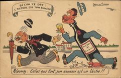 CPA Fantaisie Illustrateur Jean de Preissac L'alcool est ton ennemi Chien