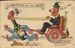 CPA Fantaisie Illustrateur Jean de Preissac L'alcool est mon guide Chien 