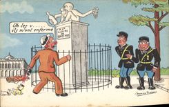 VINTAGE POSTCARD Fantaisie Illustrator with the glory of Bacchus Organizes Gendarme Jean de Preissac Chien