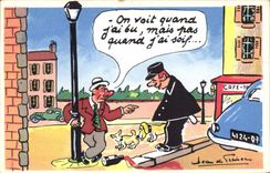 VINTAGE POSTCARD Fantaisie Illustrator Jean de Preissac Organizes Police Dog