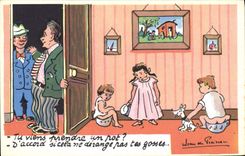 CPA Fantaisie Illustrateur Jean de Preissac Enfants Chien