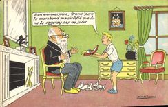 CPA Fantaisie Illustrateur Jean de Preissac Enfant Chien Grand pere 