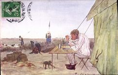 CPA Fantaisie Illustrateur Afrique Singe Lezard 