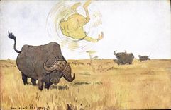 CPA Fantaisie Illustrateur Afrique Boeufs