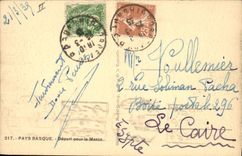 Salida vasca del país del folklore de la POSTAL de la VENDIMIA para los bueyes del coche de Messa