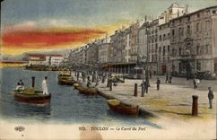 VINTAGE POSTCARD Toulon squares It Bateaux port