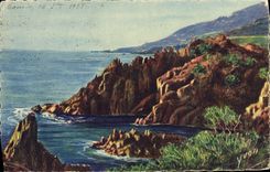 VINTAGE POSTCARD Trayas Red Rocks