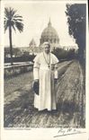 VINTAGE POSTCARD Pope His Black and white holiness X in the gardens of the Vatican