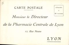Carte Postale Pharmacie Centrale de Lyon Rue Neuve Ricinoliv
