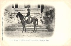 CPA Cheval Hippisme Saumur Officier general commandant l'ecole en 1899