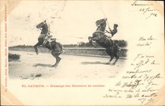 CPA Cheval Hippisme Saumur Dressage des sauteurs en tendem