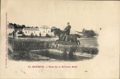 VINTAGE POSTCARD Horse Hippisme Saumur Jump of the Breil river