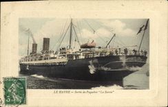 CPA Bateau Paquebot Le Havre Sortie du paquebot La Savoie 