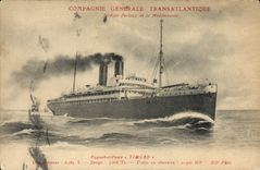 VINTAGE POSTCARD Bateau Steamer posts Transatlantic Timgasd Compagnie General