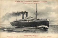 VINTAGE POSTCARD Bateau Steamer Posts Transatlantic Timgad Compagnie General