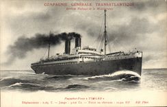 CPA Bateau Paquebot Poste Timgad Compagnie Generale Transatlantique 