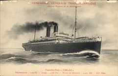 CPA Bateau Paquebot Poste Timgad Compagnie Generale Transatlantique 