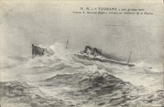 VINTAGE POSTCARD Boat Steamer MISTERS Tourane by heavy sea