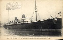 VINTAGE POSTCARD Boat Steamer Le Havre of the Transatlantic General Co