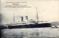 CPA Bateau Paquebot Poste Timgad Croiseur auxiliaire de 1er rang Transport des troupes en Orient